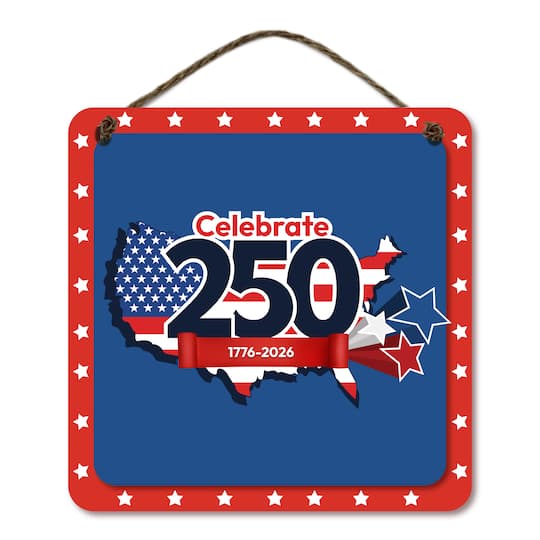 Courtside Market® Celebrate 250™ 12" x 12" Wounded Warrior Project® USA Overlay Hanging Wood Artboard with Twine